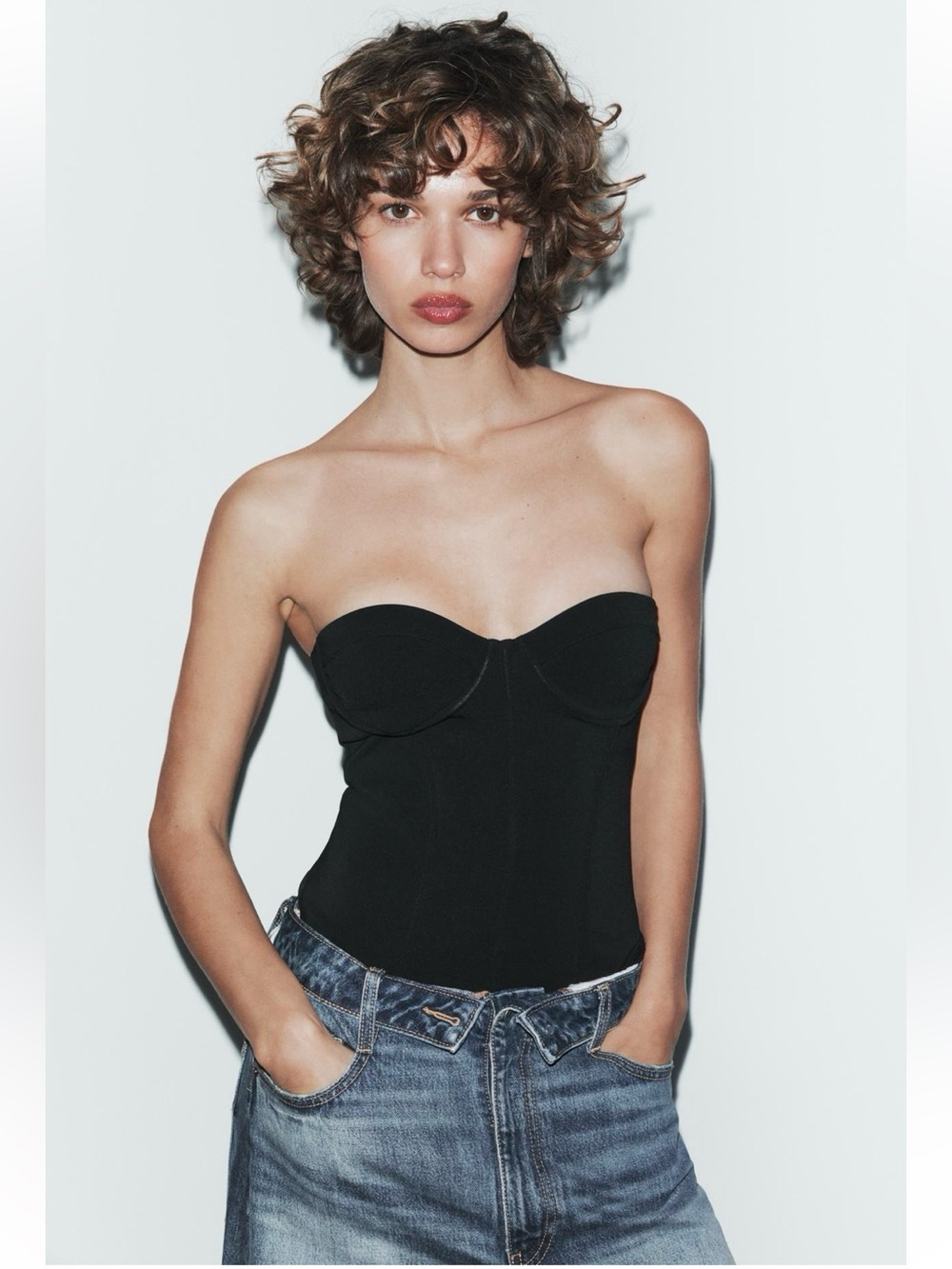 New ZARA Stretch Knit Strapless Corset